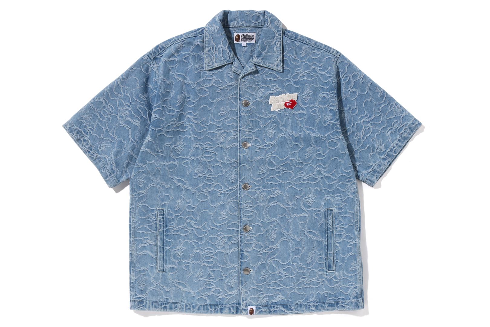 A BATHING APE® Line Camo Denim Short Sleeve Shirt | Bape official