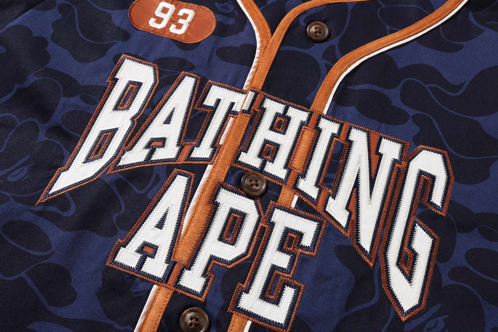 A Bathing Apeラガーシャツ90s A BATHING APE® Solid Camo Multi Logo Baseball Ss Shirt | Bape