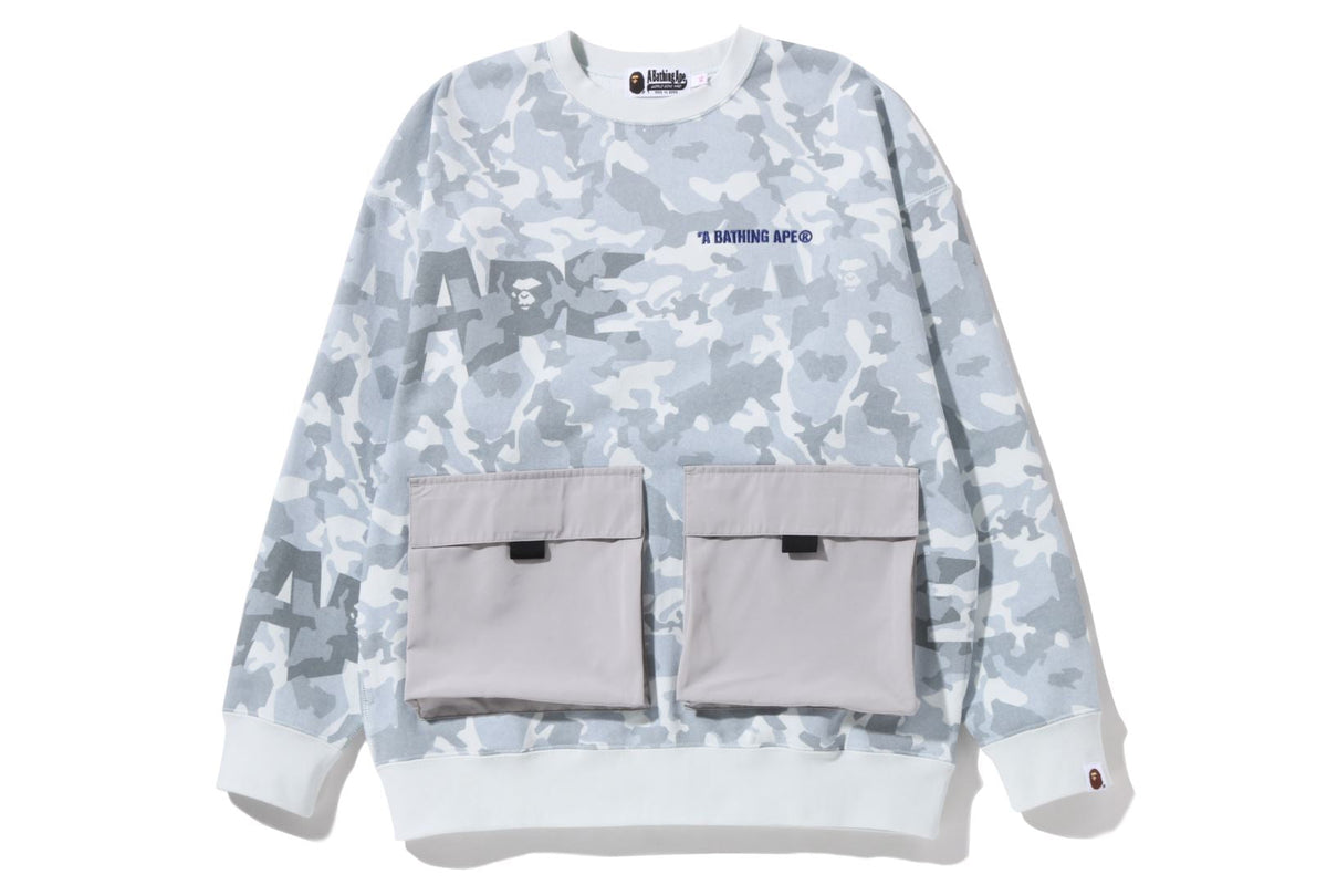 SAND CAMO BIG POCKET OVERSIZED CREWNECK