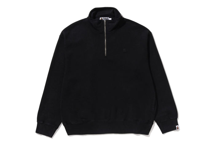 GARMENT DYE ONE POINT HALF ZIP RELAXED FIT CREWNECK SWEATSHIRT