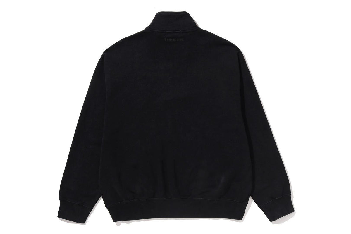 GARMENT DYE ONE POINT HALF ZIP RELAXED FIT CREWNECK SWEATSHIRT