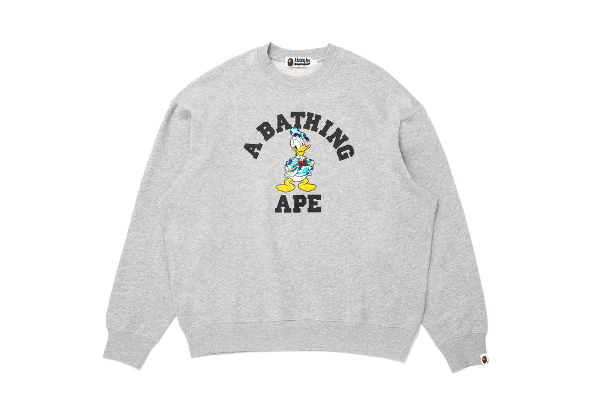 BAPE X DISNEY DONAL DUCK COLLEGE RELAXED FIT CREWNECK M