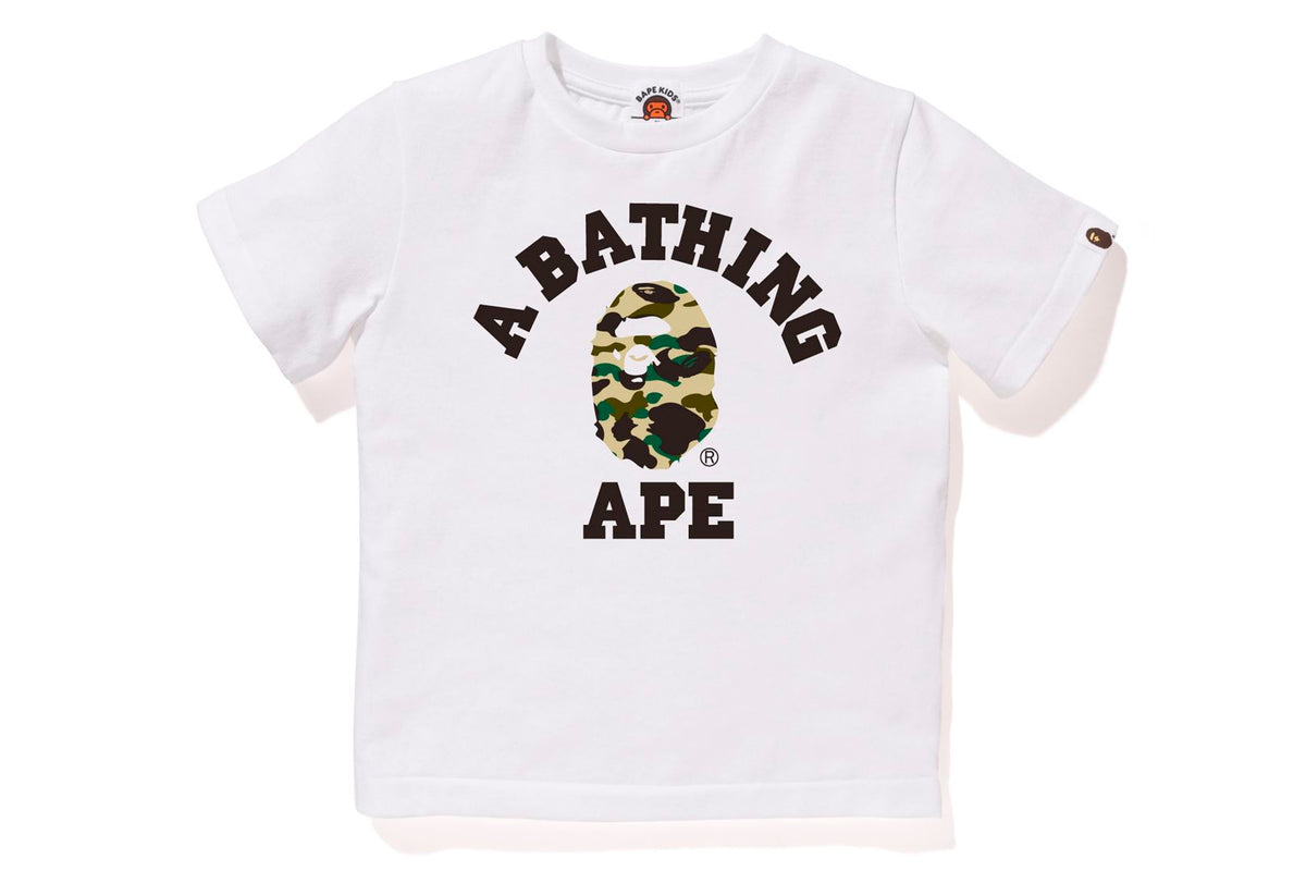 A BATHING APE® Kids 1st Camo College Tee Bape official website