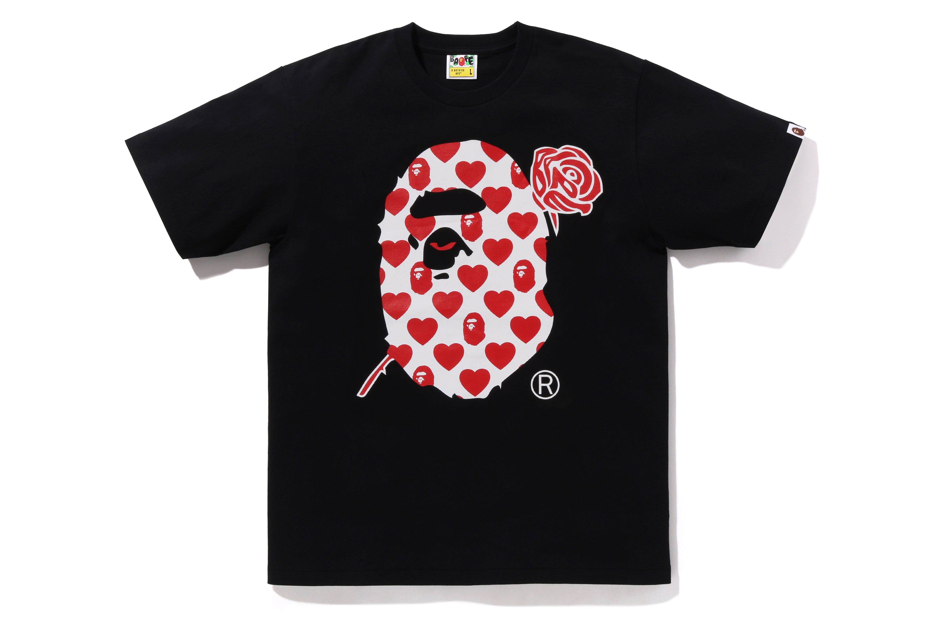 HEART PATTERN APE HEAD TEE – uk.bape.com