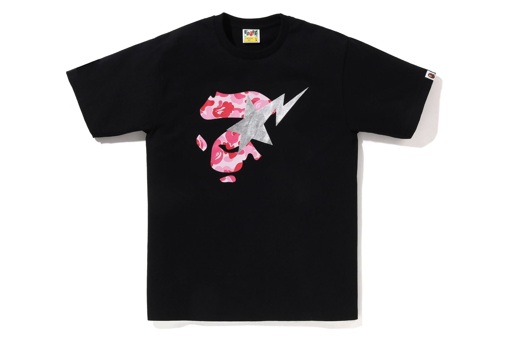 トップス A BATHING APE ABC CAMO APE FACE STA TEE A BATHING APE® ABC Camo ape-face Sta T-shirt | Black | FARFETCH UK