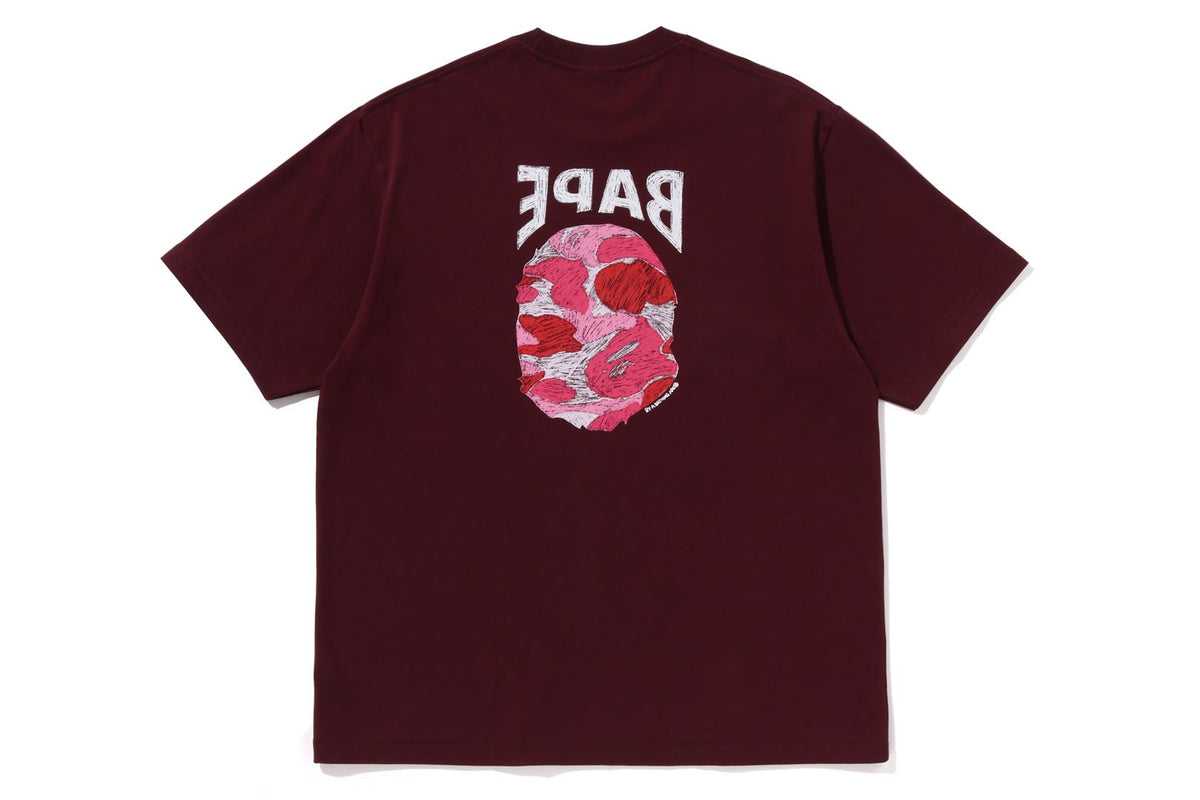 BAPE MENS ABC CAMO HAND DRAW APE HEAD T-SHIRT
