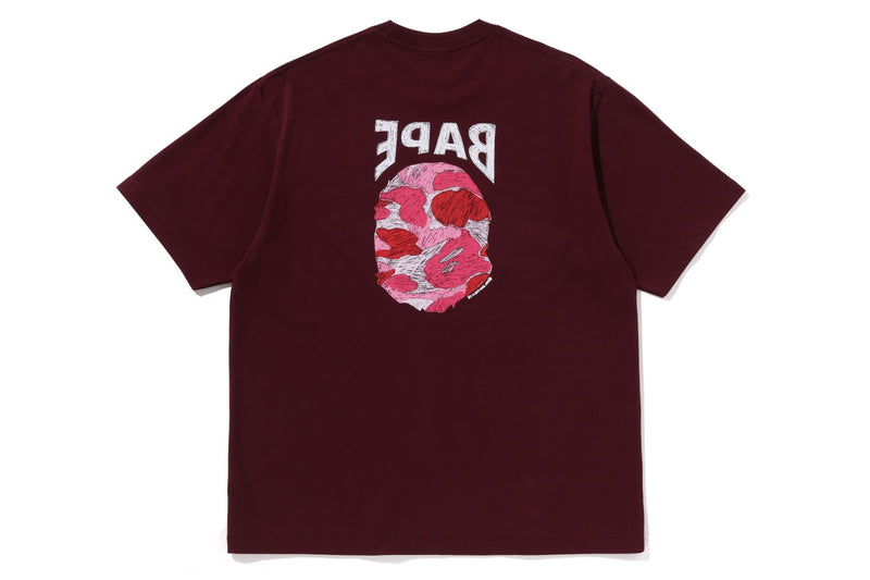 BAPE MENS ABC CAMO HAND DRAW APE HEAD T-SHIRT
