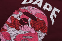 BAPE MENS ABC CAMO HAND DRAW APE HEAD T-SHIRT