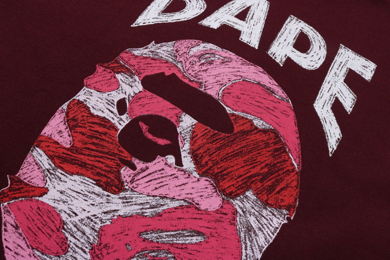 BAPE MENS ABC CAMO HAND DRAW APE HEAD T-SHIRT