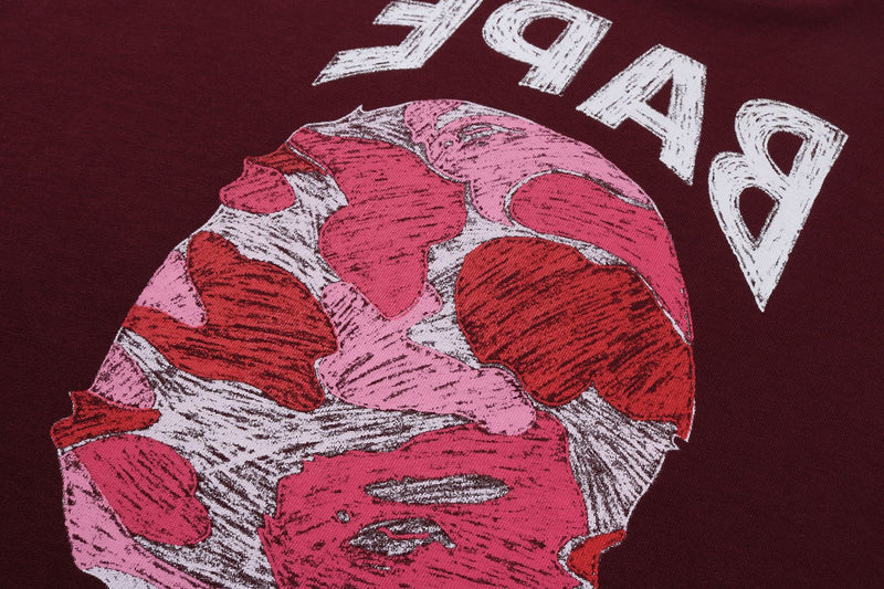 BAPE MENS ABC CAMO HAND DRAW APE HEAD T-SHIRT