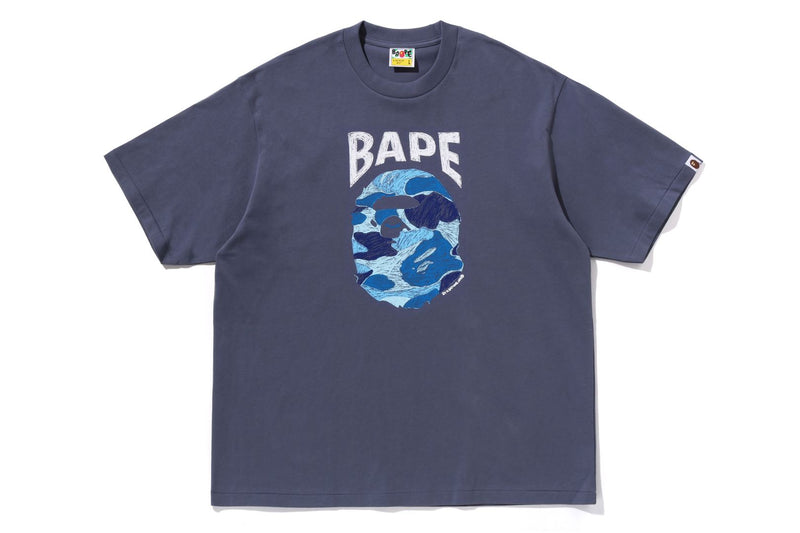 BAPE MENS ABC CAMO HAND DRAW APE HEAD T-SHIRT