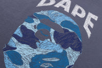 BAPE MENS ABC CAMO HAND DRAW APE HEAD T-SHIRT