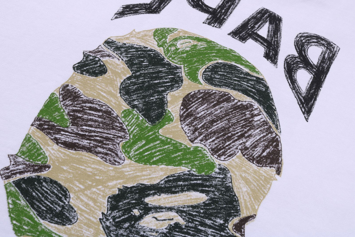 BAPE MENS ABC CAMO HAND DRAW APE HEAD T-SHIRT