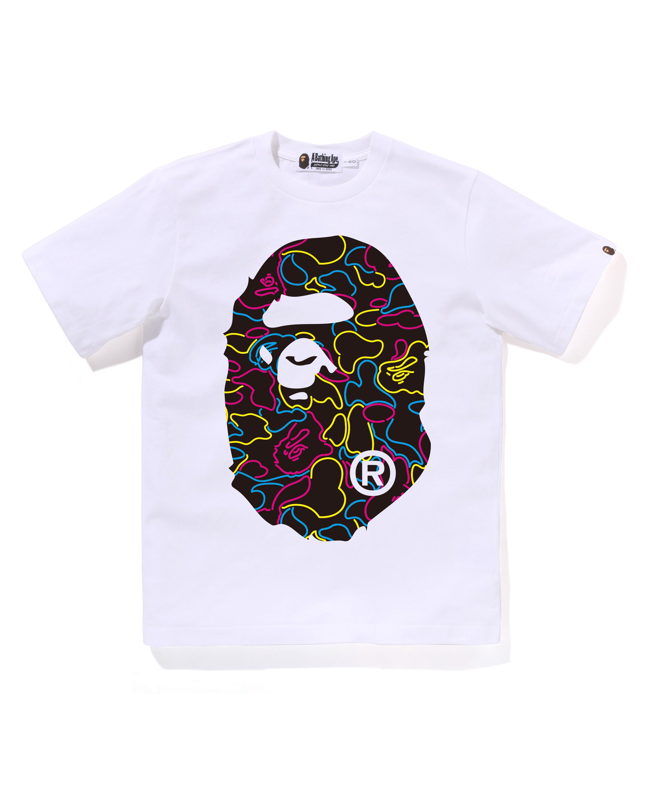 A BATHING APE® Kids Neon Camo Big Ape Head Tee Jr | Bape official