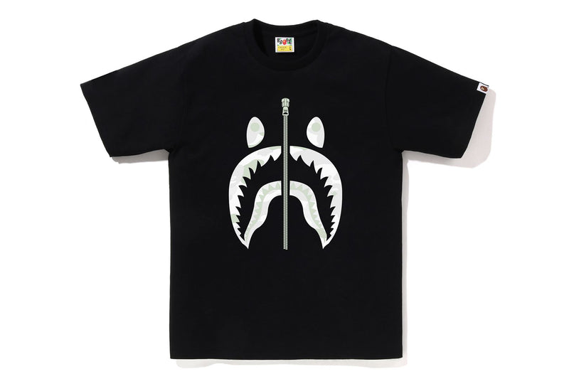 BAPE MENS COTTON CITY CAMO GLOWING SHARK T-SHIRT