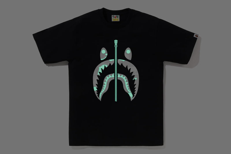 BAPE MENS COTTON CITY CAMO GLOWING SHARK T-SHIRT