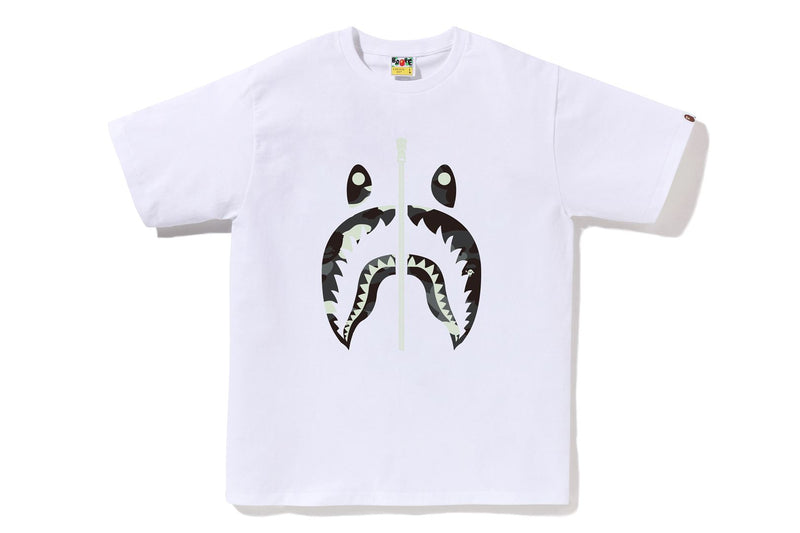 BAPE MENS COTTON CITY CAMO GLOWING SHARK T-SHIRT