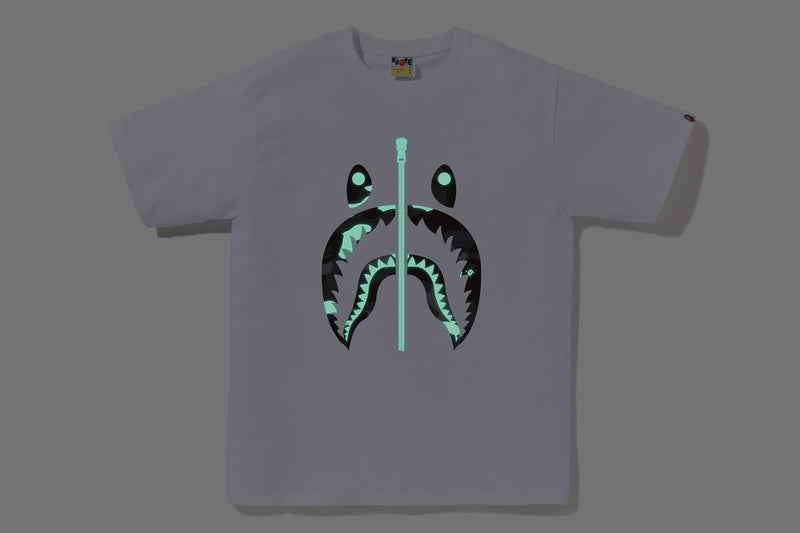 BAPE MENS COTTON CITY CAMO GLOWING SHARK T-SHIRT