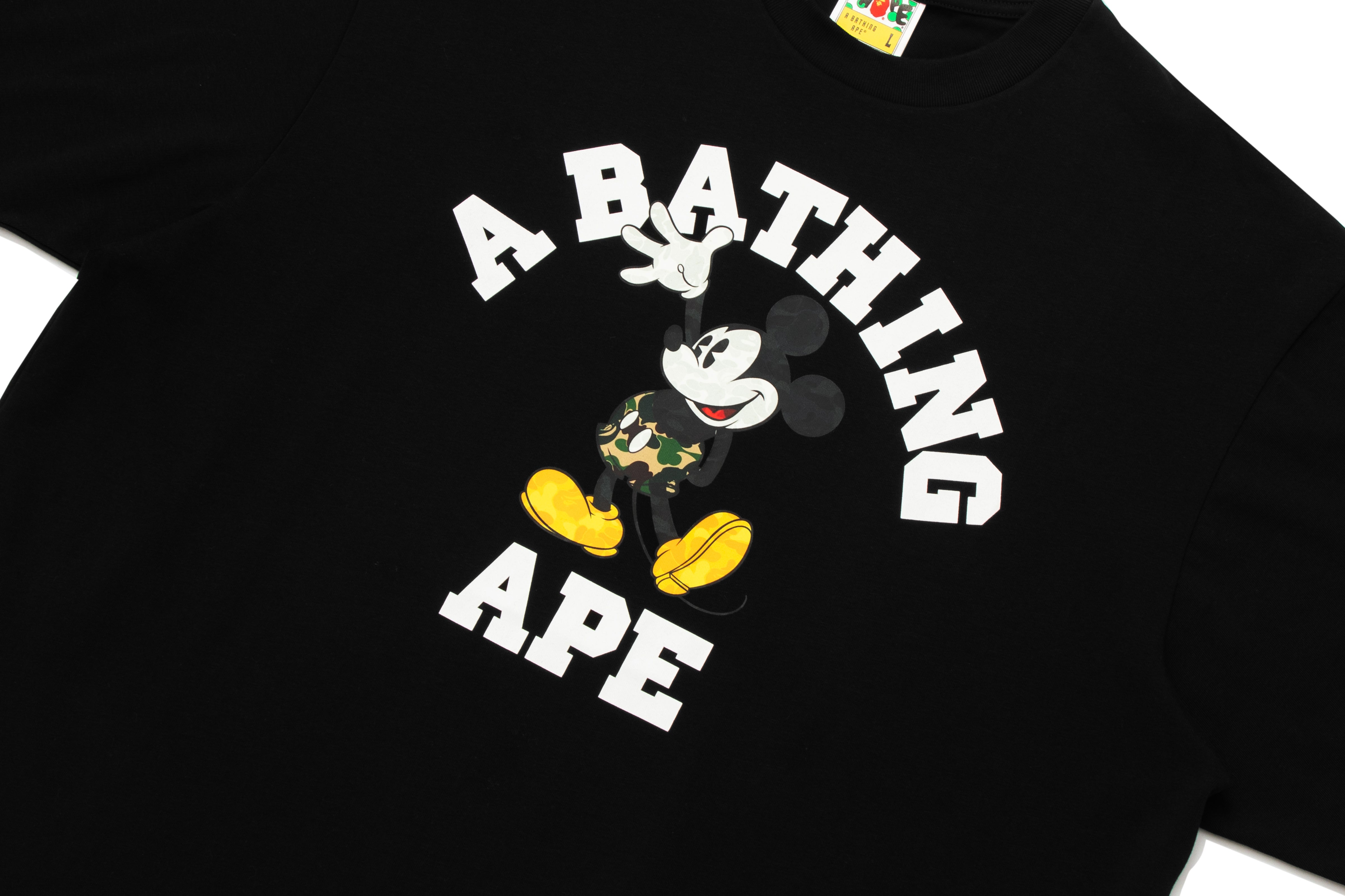 A BATHING APE® X Disney Mickey Mouse College Relaxed Fit Tee