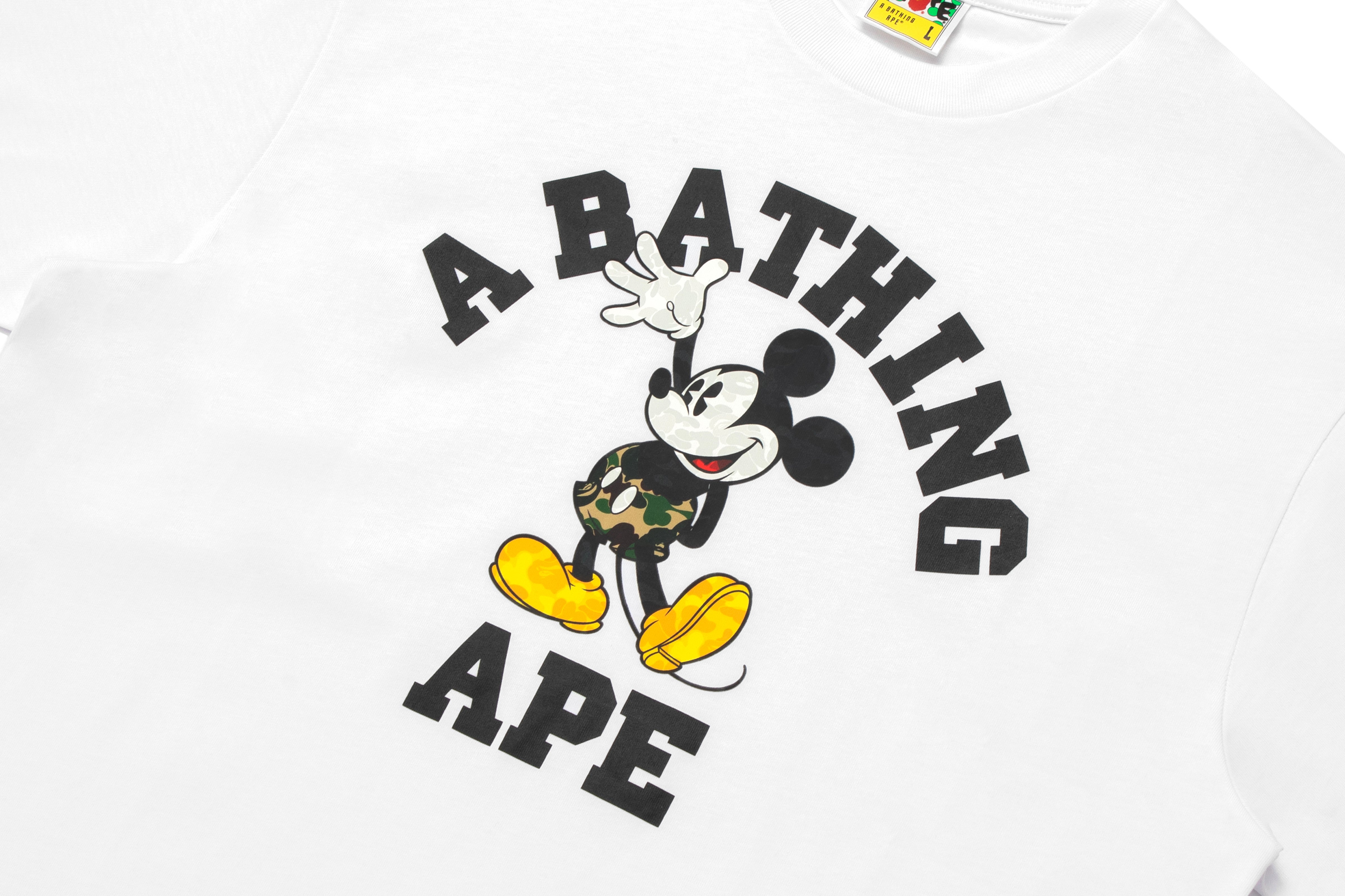 A BATHING APE® X Disney Mickey Mouse College Relaxed Fit Tee
