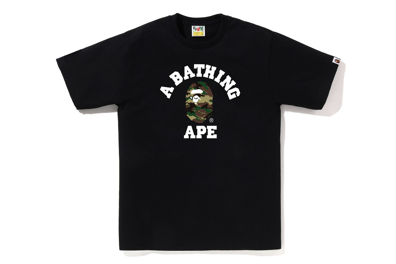 A BATHING APE® Glitch Woodland Camo College Tee | Bape official