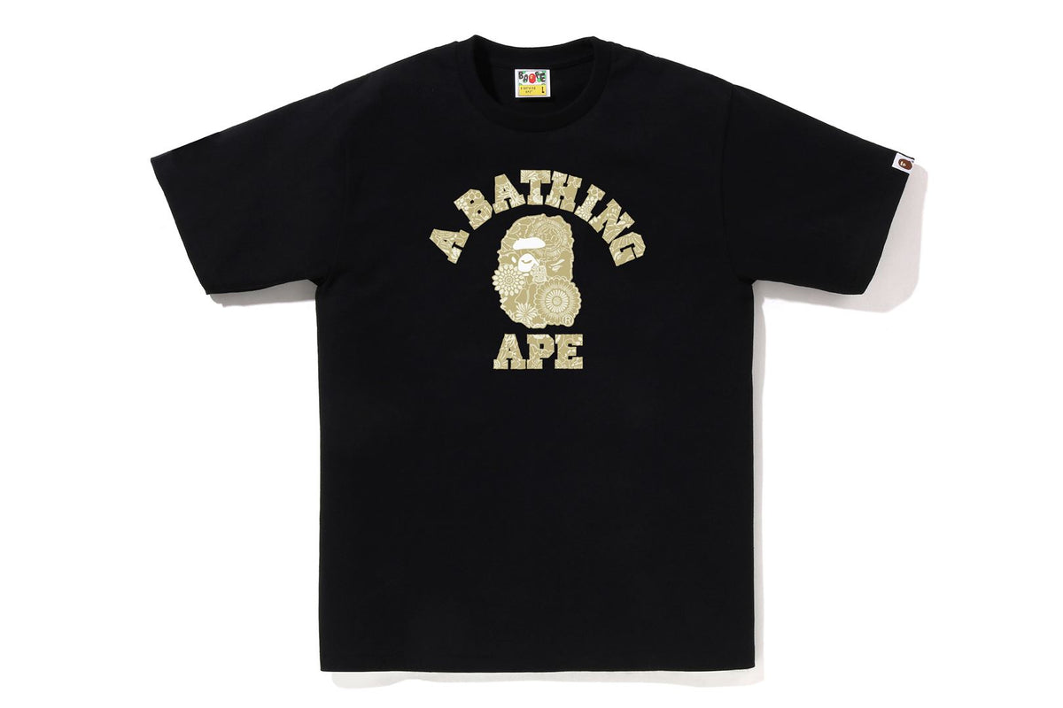 JAPANESE INDIGO ART CAMO COLLEGE TEE