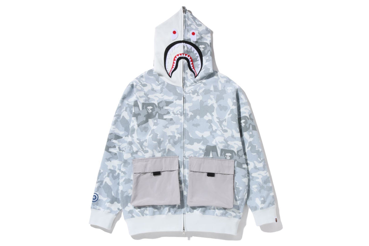 SAND CAMO BIG POCKET OVERSIZED SHARK FULL ZIP HOODIE