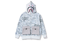SAND CAMO BIG POCKET OVERSIZED SHARK FULL ZIP HOODIE