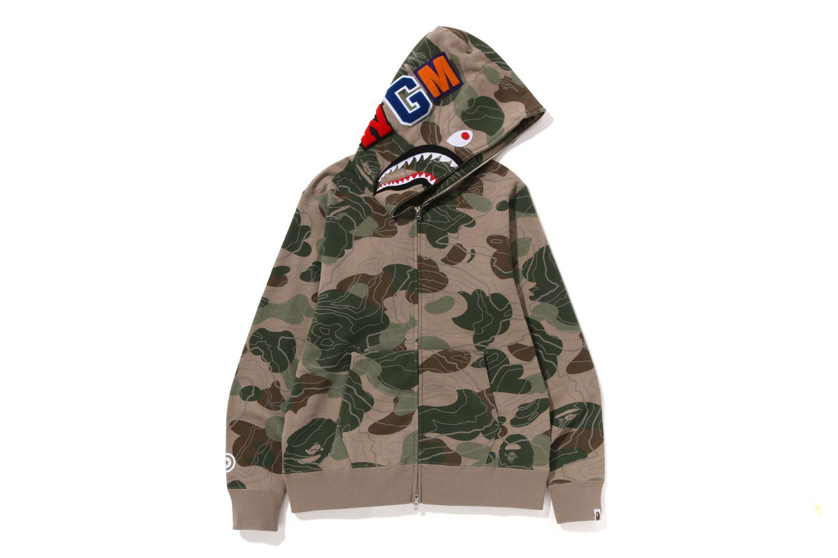 LAYERED LINE CAMO SHARK FULL ZIP HOODIE