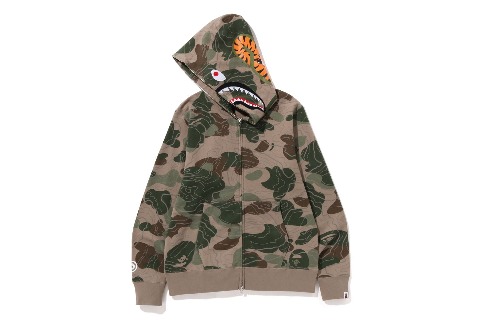 A BATHING APE® Layered Line Camo Shark Full Zip Hoodie | Bape