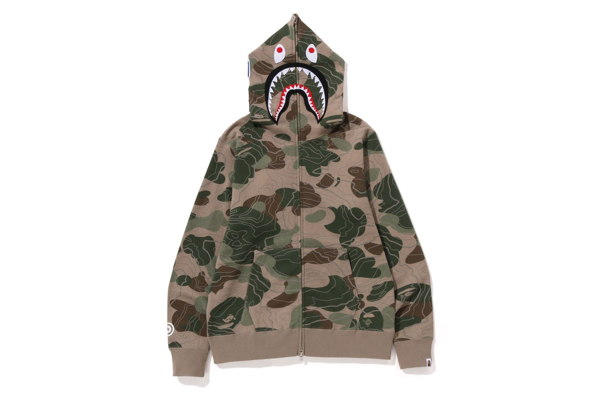 LAYERED LINE CAMO SHARK FULL ZIP HOODIE