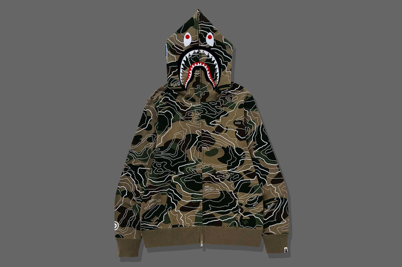 LAYERED LINE CAMO SHARK FULL ZIP HOODIE