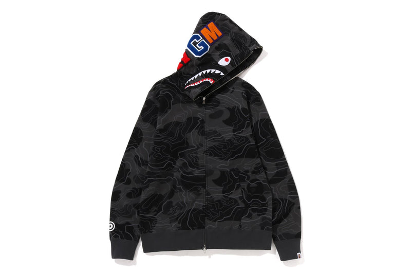 LAYERED LINE CAMO SHARK FULL ZIP HOODIE