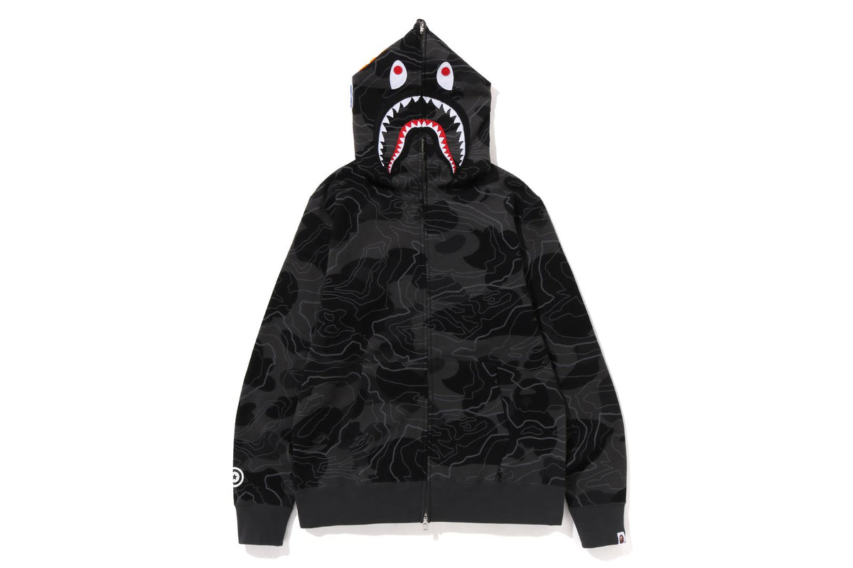 LAYERED LINE CAMO SHARK FULL ZIP HOODIE