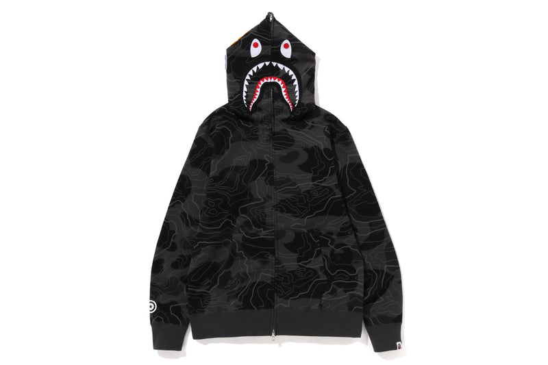 LAYERED LINE CAMO SHARK FULL ZIP HOODIE