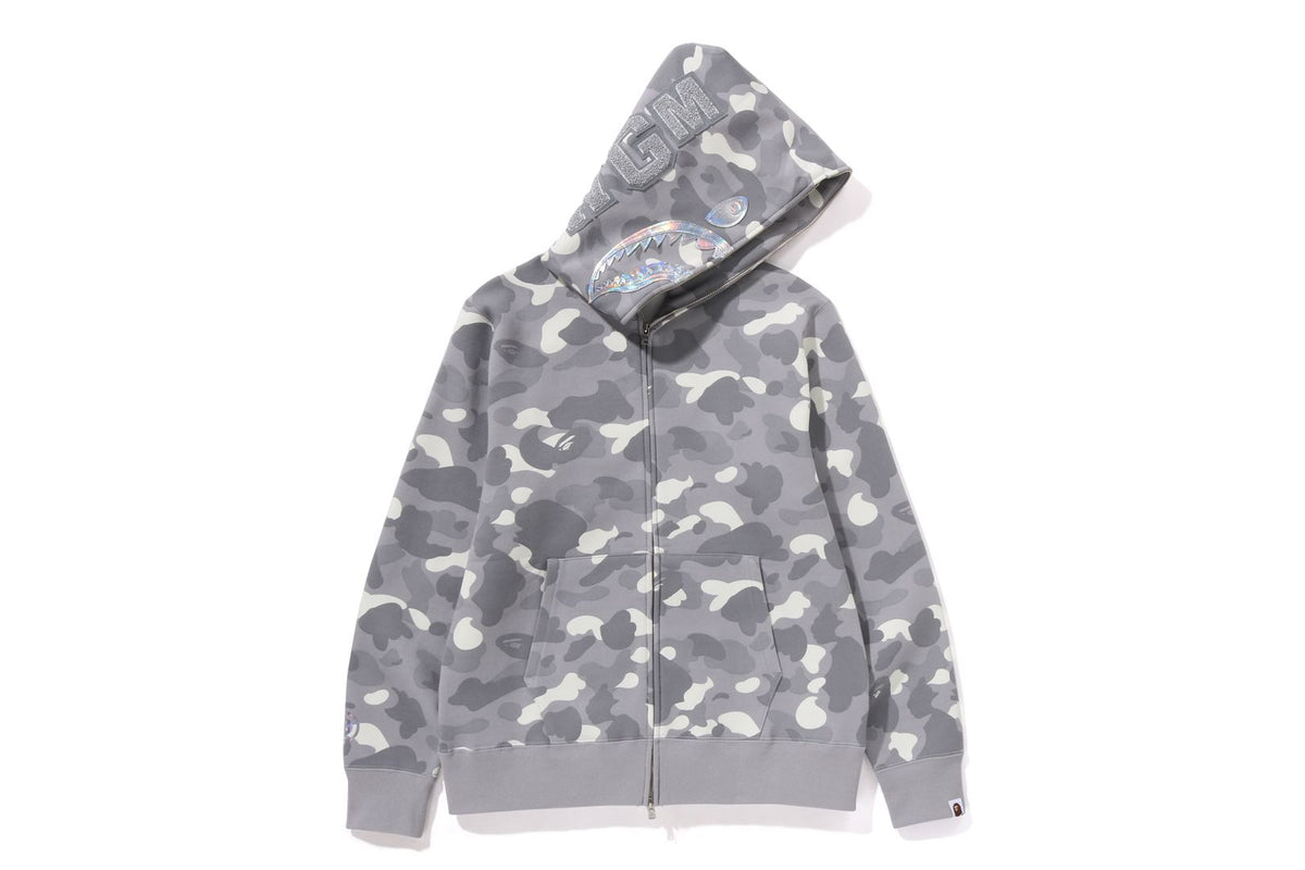 Camouflage Grey Bape Shark Hoodie CITY CAMO SHARK FULL ZIP HOODIE –