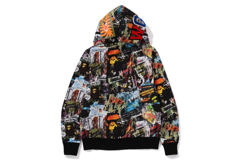 BAPE FLYER PATTERN SHARK FULL ZIP HOODIE