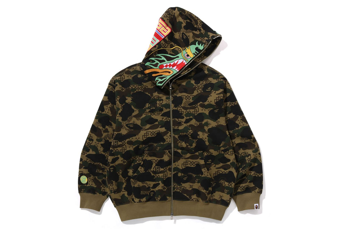 BAPE X CLOT CAMO SHARK RELAXED FIT FULL ZIP HOODIE