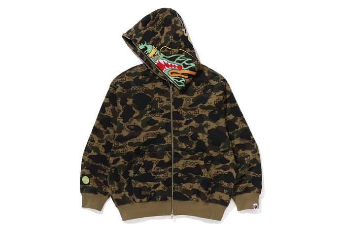 BAPE X CLOT CAMO SHARK RELAXED FIT FULL ZIP HOODIE