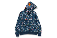 JAPANESE TATTOO CAMO SHARK FULL ZIP HOODIE