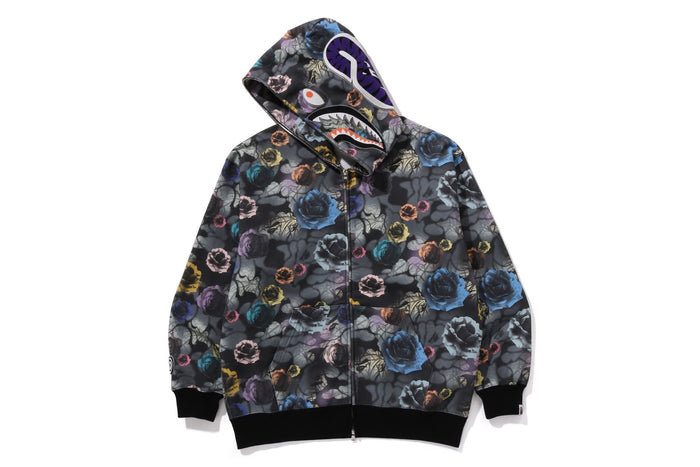 FLORAL CAMO SHARK RELAXED FIT FULL ZIP HOODIE