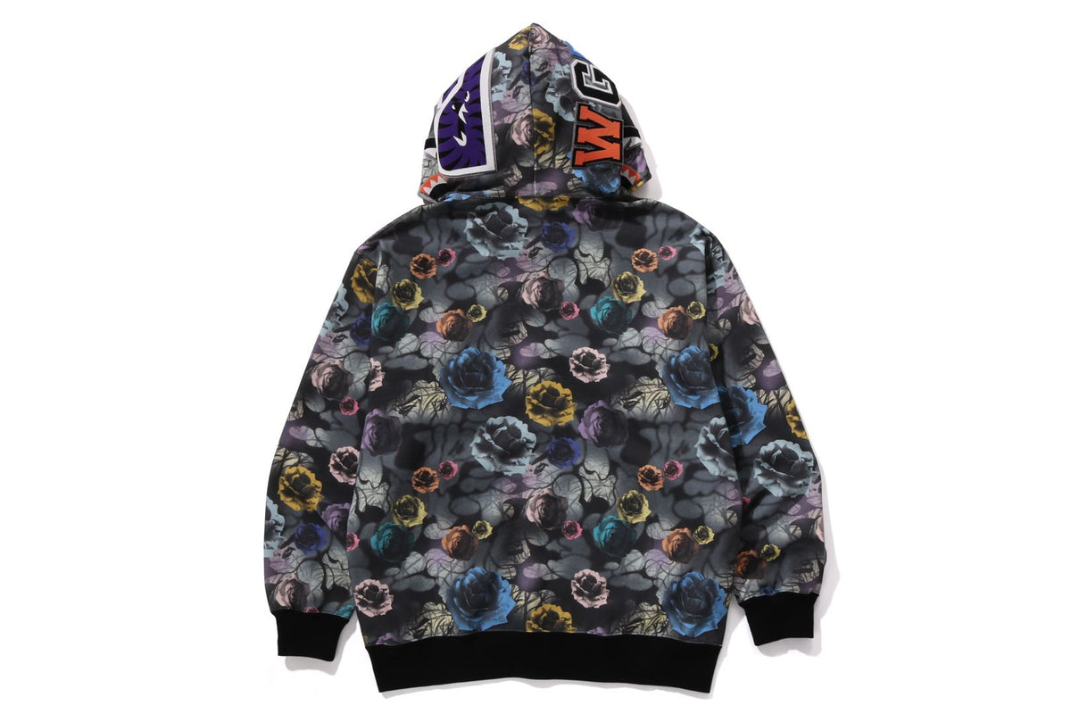 FLORAL CAMO SHARK RELAXED FIT FULL ZIP HOODIE