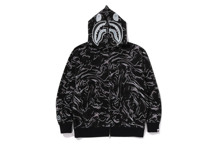 MARBLING CAMO SHARK RELAXED FIT FULL ZIP HOODIE