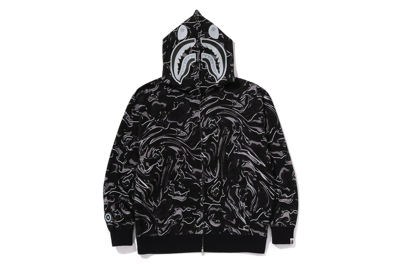 MARBLING CAMO SHARK RELAXED FIT FULL ZIP HOODIE