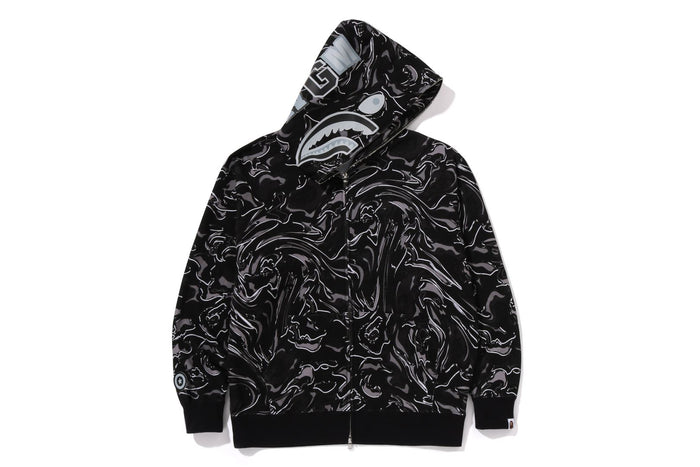 MARBLING CAMO SHARK RELAXED FIT FULL ZIP HOODIE