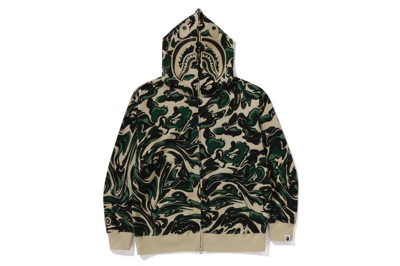 MARBLING CAMO SHARK RELAXED FIT FULL ZIP HOODIE