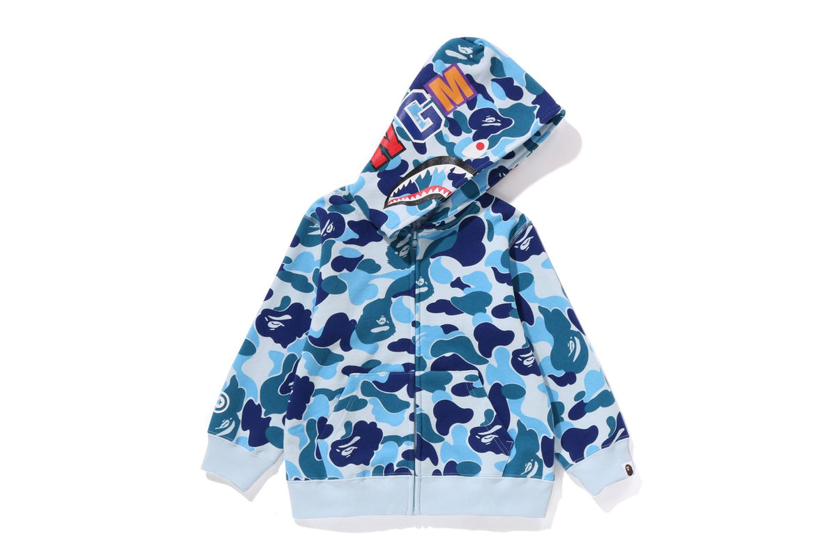 A BATHING APE® Kids Abc Camo Shark Zip Hoodie Bape official