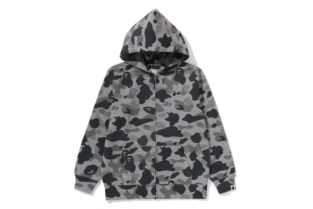 HEATHER GRAY CAMO ZIP HOODIE JR