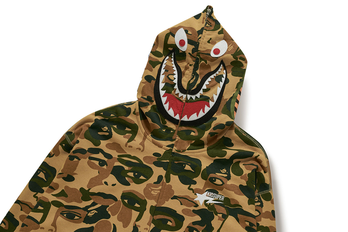 BAPE X KIDSUPER CAMO SHARK FULL ZIP HOODIE