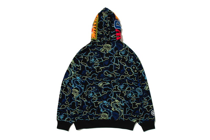 BAPE X 88RISING GLOW IN THE DARK CAMO SHARK FULL ZIP HOODIE